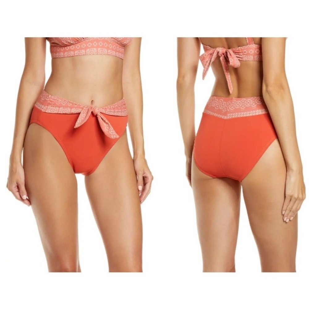 Robin Piccone Isla High Waist Bikini Bottoms in Terracotta SZ S NWOT